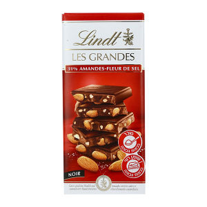 טבלת לינדט לה גרנד שוקולד מריר, שקדים ומלח ים 150g