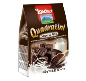 Loacker – קואדרטיני קוביות וופל בטעם קקאו וחלב 250g