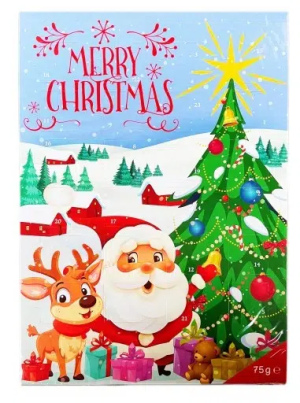 לוח שנה קלנדר כריסמס עם פרליני שוקולד 75g