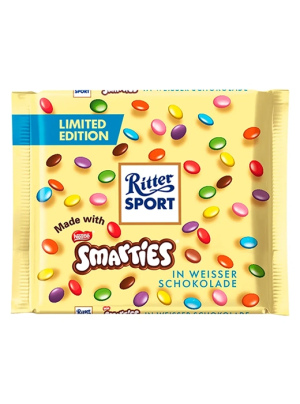 ריטר שוקולד לבן עם עדשי סמרטיז 100g