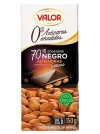 Valor ואלור - טבלת שוקולד מריר 70% עם שקדים שלמים ללא תוספת סוכר 150G