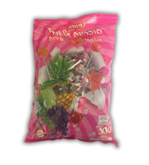 סוכריות על מקל בטעמי פירות  - 100 יח'