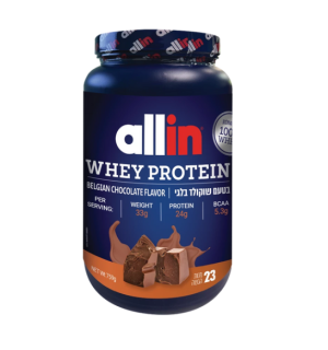 allin - מי גבינה חלבון בטעם שוקולד בלגי 759g
