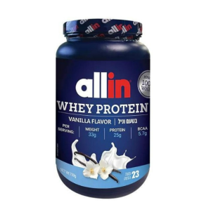 allin - מי גבינה חלבון בטעם וניל 759g