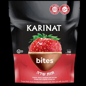 קרינט בייטס תות שדה קפוא מצופה בשוקולד לבן ושוקולד וחלב 200 ג'