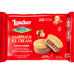 גלידת סנדוויץ' לואקר נפוליטנר - אגוזי לוז - בטעם חלב 450 מ